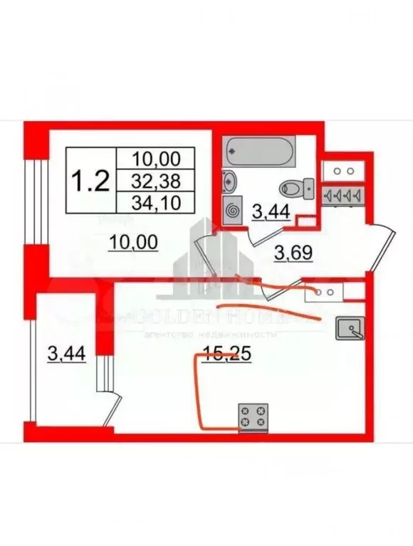 1-к кв. Санкт-Петербург Уральская ул., 25 (33.0 м) - Фото 1