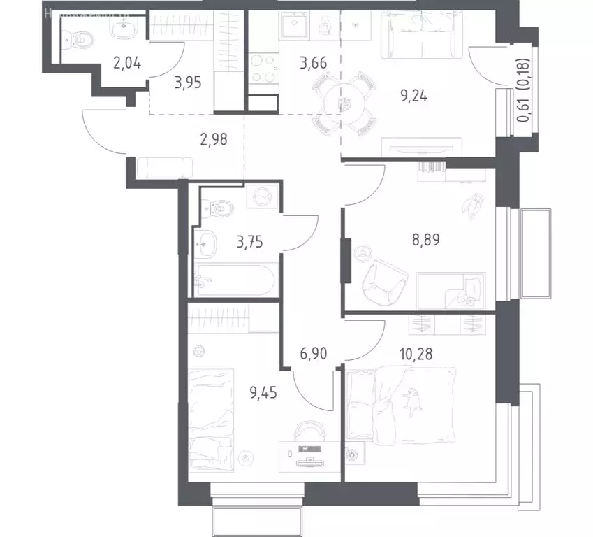 3-комнатная квартира: Мытищи, микрорайон Перловка, ЖК Долина Яузы, 3 ... - Фото 1