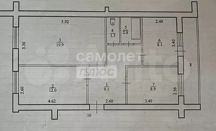 3-к. квартира, 65,5 м, 1/5 эт. - Фото 0