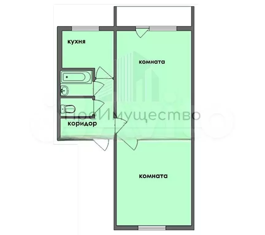 2-к. квартира, 45,3 м, 5/5 эт. - Фото 0