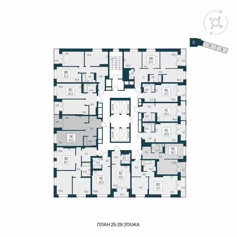 1-комнатная квартира: Новосибирск, ЖК Расцветай на Красном (48 м) - Фото 1