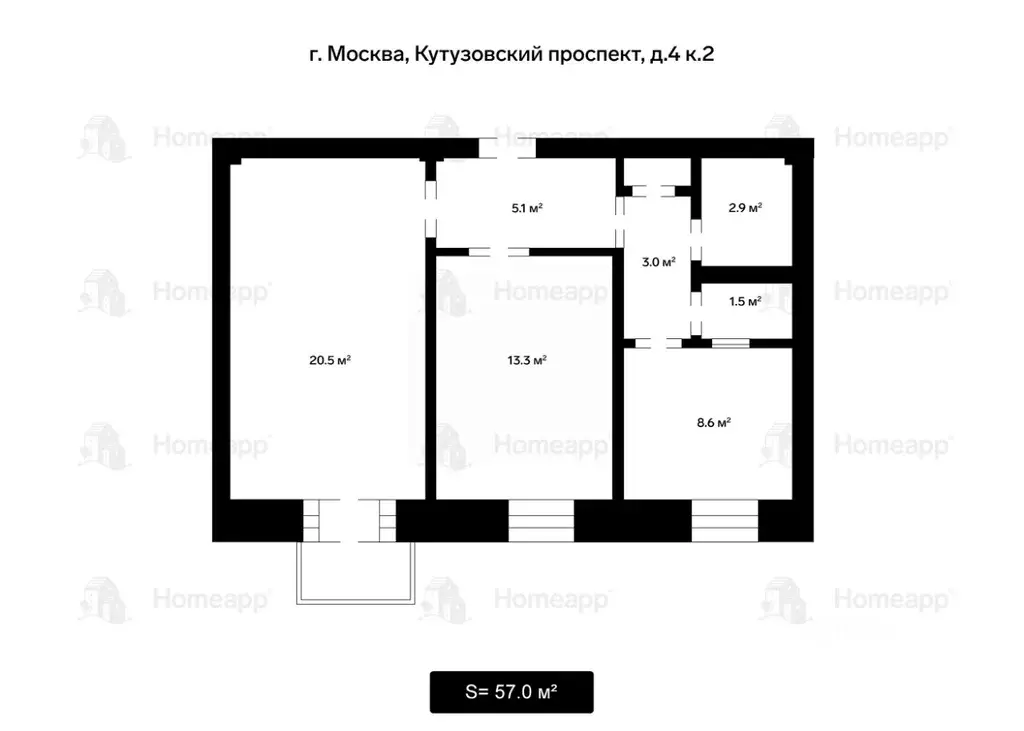 2-к кв. Москва Кутузовский просп., 4/2 (57.0 м) - Фото 2