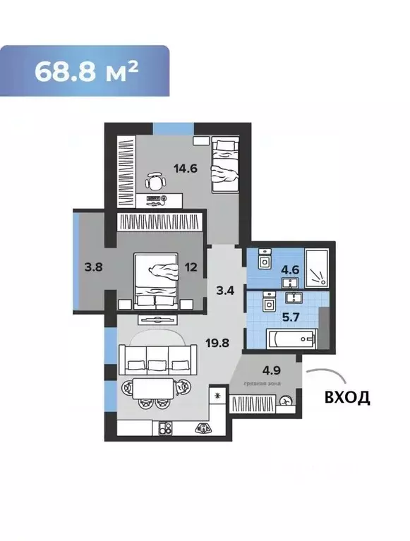 3-к кв. Ульяновская область, Димитровград просп. Ленина, 37Д/2 (68.8 ... - Фото 1