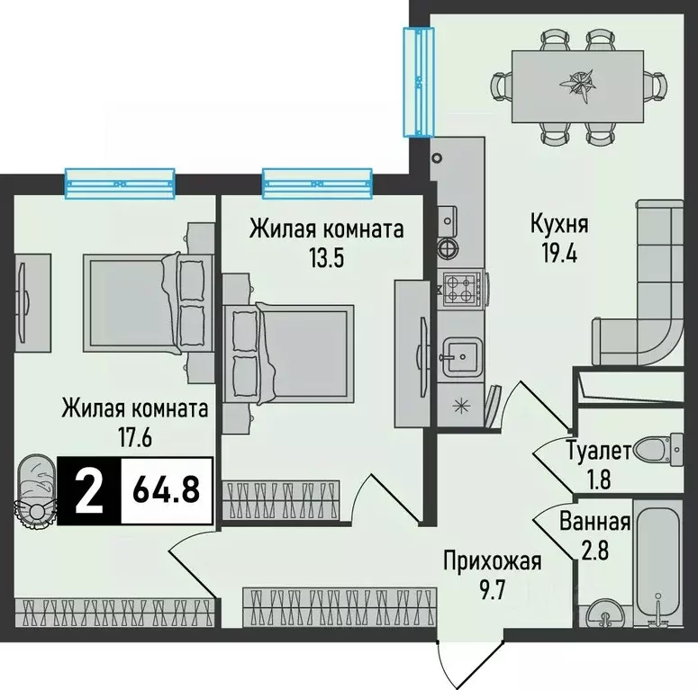 2-к кв. Ставропольский край, Железноводск городской округ, пос. ... - Фото 1