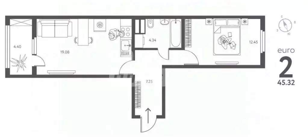 1-к кв. Липецкая область, Липецк ул. Перова, 1 (45.32 м) - Фото 0