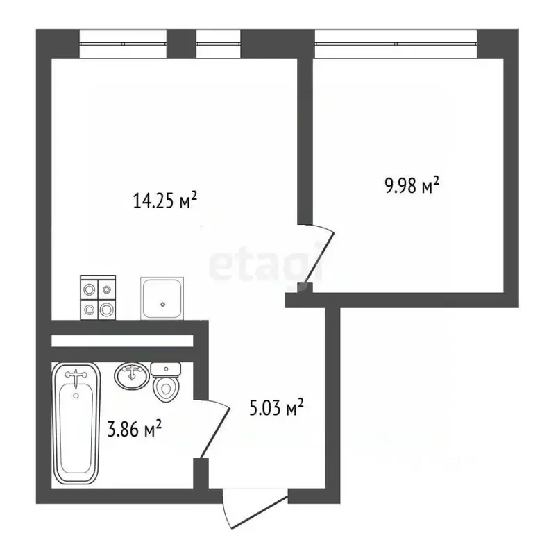 1-к кв. Тюменская область, Тюмень ул. Тимофея Чаркова, 87 (33.1 м) - Фото 2
