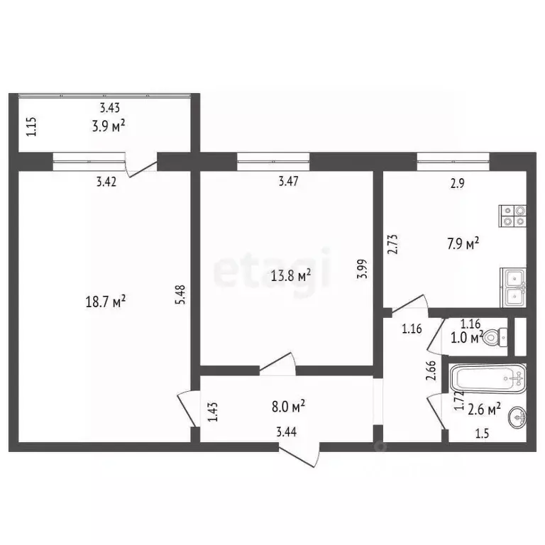 2-к кв. Саратовская область, Энгельс Заречная ул., 19 (52.0 м) - Фото 2