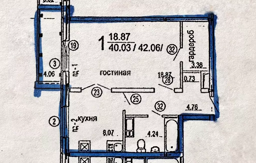 1-к. квартира, 40 м, 2/16 эт. - Фото 0