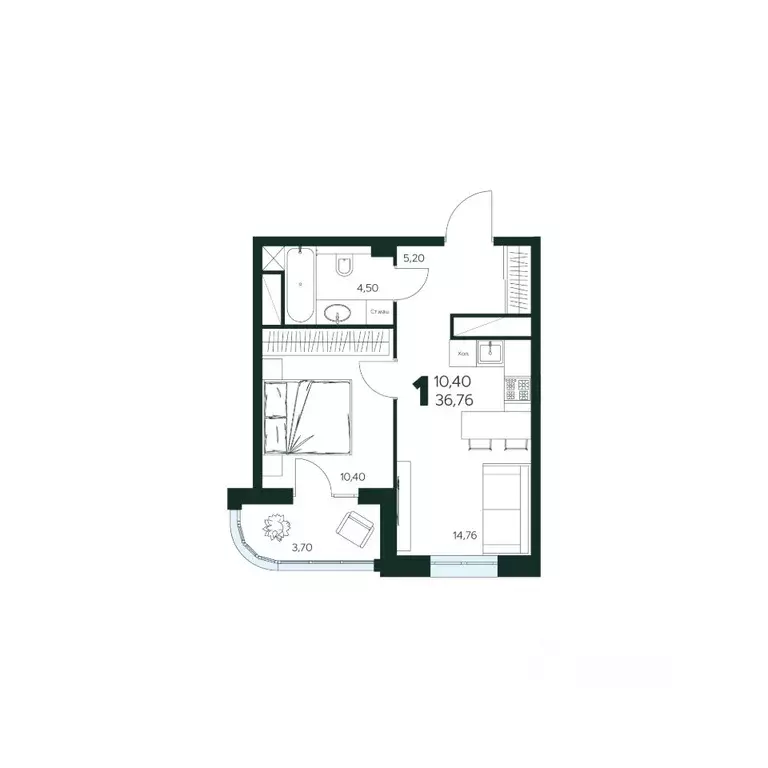 1-к кв. Московская область, Химки Сходня мкр,  (36.76 м) - Фото 1