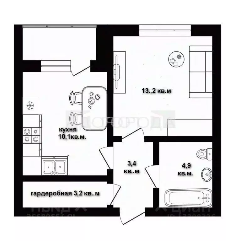 1-к кв. Новосибирская область, Новосибирск ул. Декабристов, 41 (36.7 ... - Фото 1