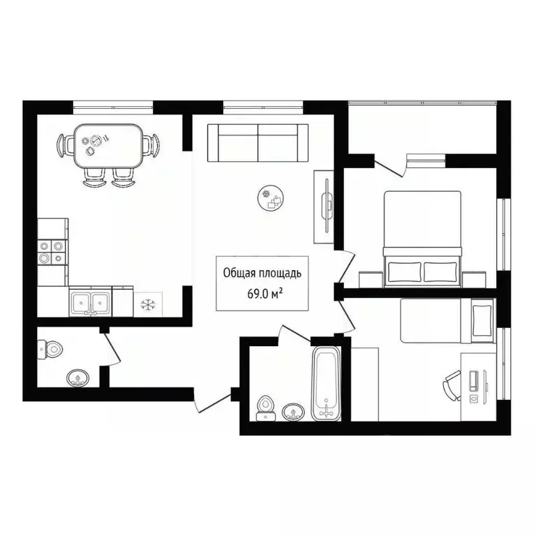 3-к кв. Новосибирская область, Новосибирск Фабричная ул., 65 (69.0 м) - Фото 1