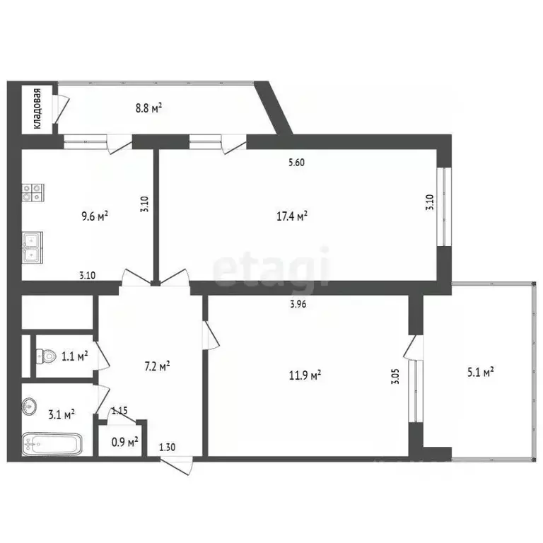 2-к кв. Крым, Ялта ул. Фурмана, 2 (58.0 м) - Фото 0