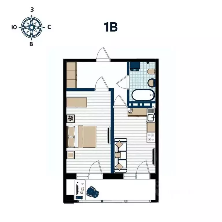 1-к кв. Приморский край, Владивосток ул. 2-я Поселковая (44.62 м) - Фото 1