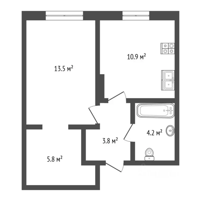 1-к кв. Тюменская область, Тюмень Новгородская ул., 22 (38.0 м) - Фото 2