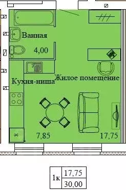 Студия Ивановская область, Кохма Просторный мкр,  (30.0 м) - Фото 1