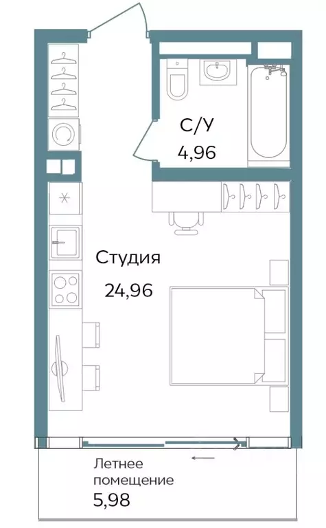 Студия Крым, Саки ул. Морская (35.9 м) - Фото 0