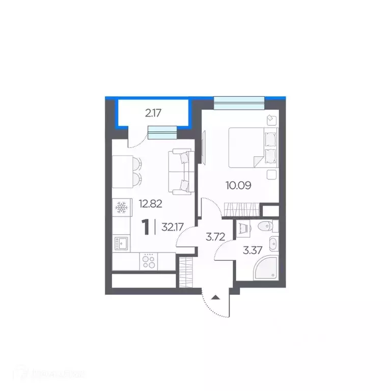 1-к кв. Рязанская область, Рязанский муниципальный округ, с. Дядьково ... - Фото 1