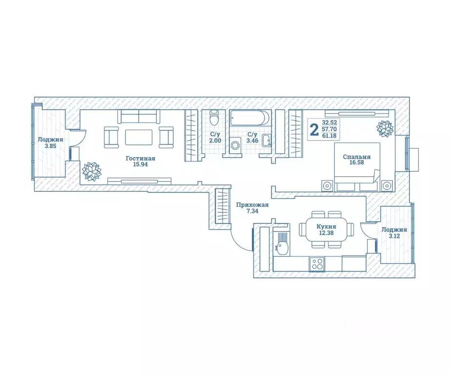 2-к кв. Московская область, Щелково городской округ, Монино пгт ул. ... - Фото 1