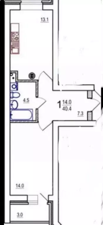 1-к кв. Тверская область, Тверь бул. Гусева, 62 (41.8 м) - Фото 2