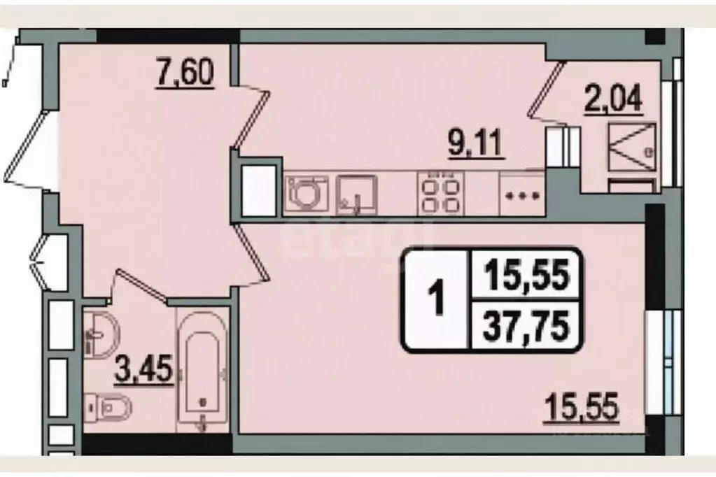 1-к кв. Удмуртия, Ижевск ул. Холмогорова, 17А (37.0 м) - Фото 2