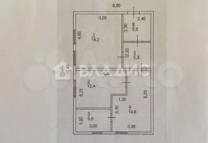 2-к. квартира, 63,6 м, 1/2 эт. - Фото 0