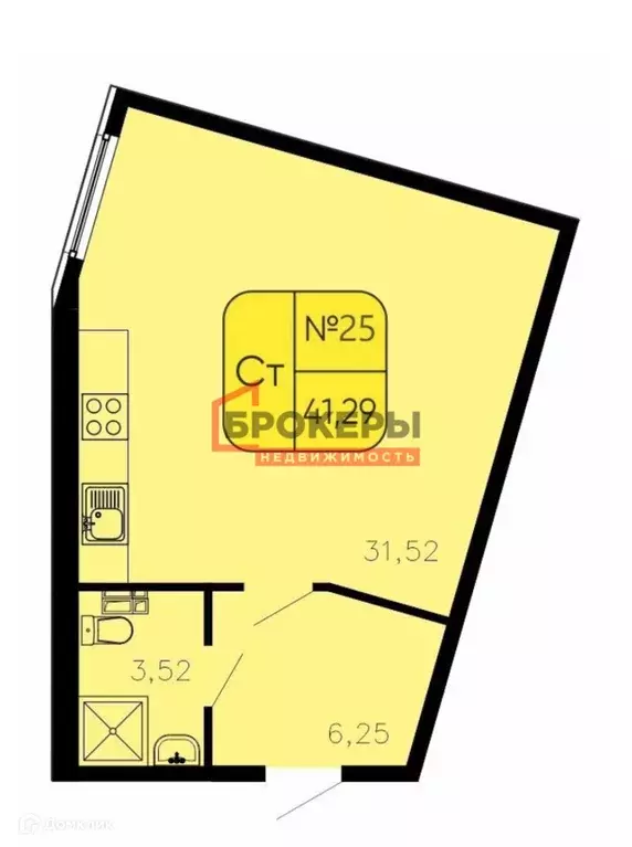 Продаётся квартира-студия, 41.3 м - Фото 1