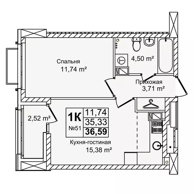 2-комнатная квартира: Нижний Новгород, улица Красных Зорь, 23Д (36.59 ... - Фото 0