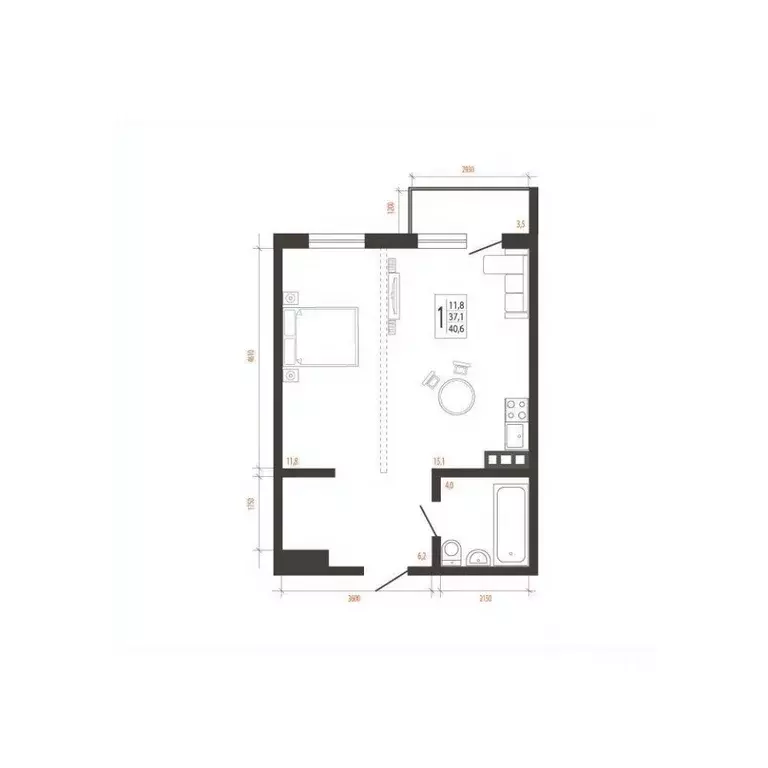 1-к кв. Иркутская область, Иркутск Сарафановская ул. (40.6 м) - Фото 1