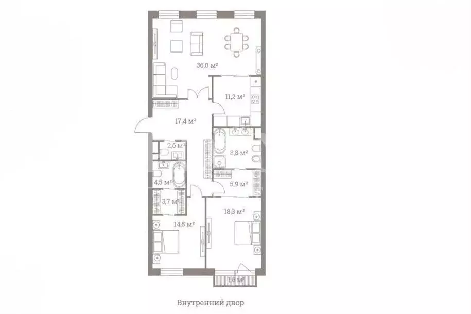 3-комнатная квартира: Москва, улица Большая Полянка, 44 (123 м) - Фото 1
