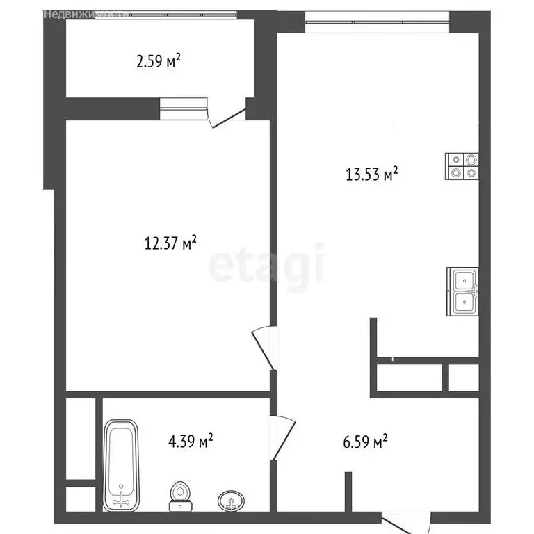1-комнатная квартира: Тюмень, улица Первооткрывателей, 11 (39.47 м) - Фото 1