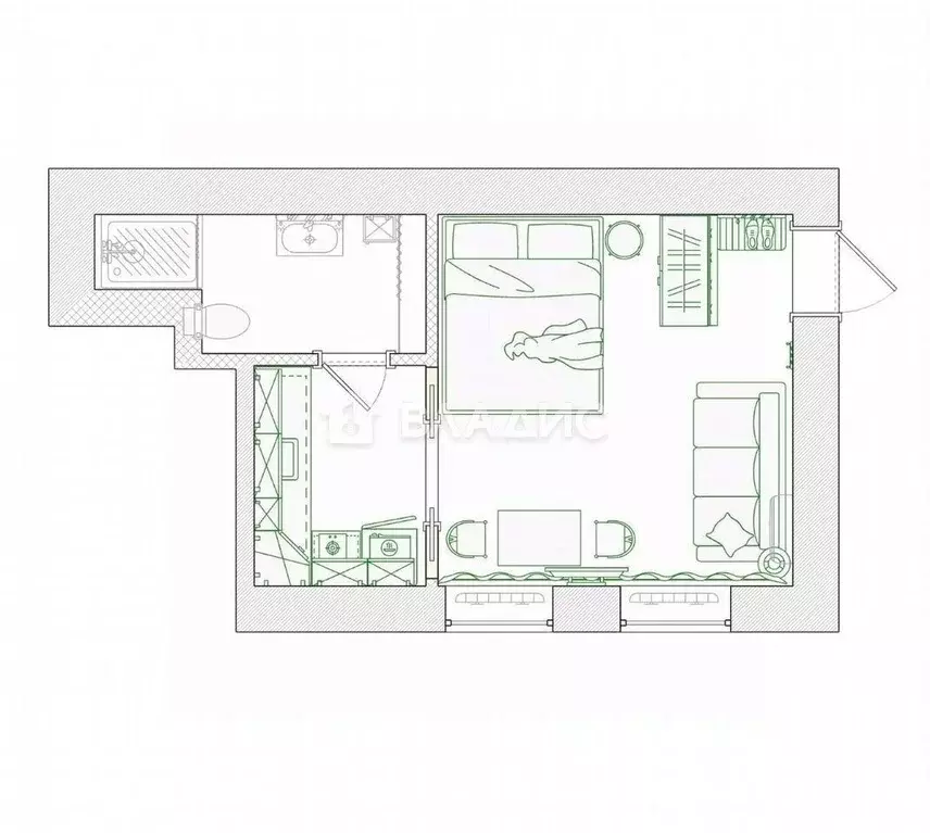 1-к кв. Ростовская область, Ростов-на-Дону Газетный пер., 74 (26.0 м) - Фото 2
