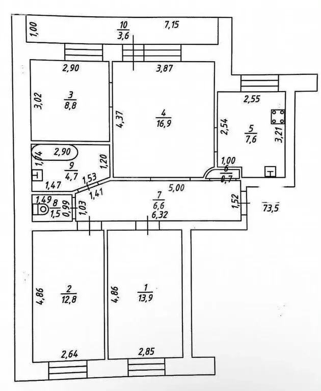 4-комнатная квартира: Казань, проспект Ямашева, 91 (73.5 м) - Фото 0