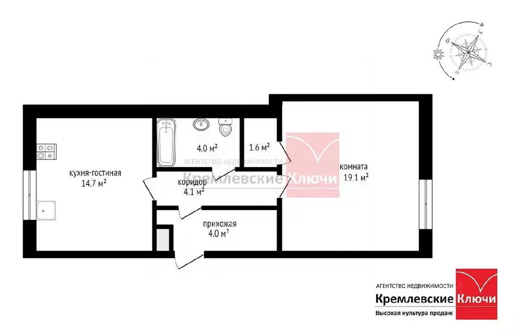 1-к кв. Санкт-Петербург Лахта тер., ул. Новая, 51к60 (47.5 м) - Фото 2