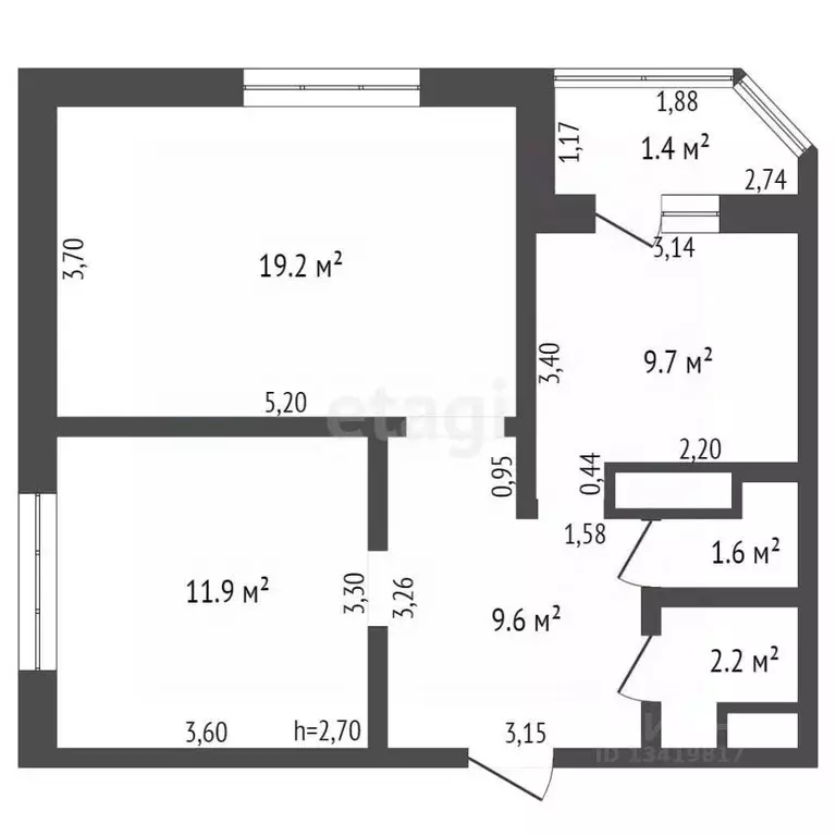 2-к кв. Брянская область, Брянск 2-й Советский пер., 7а (54.2 м) - Фото 1