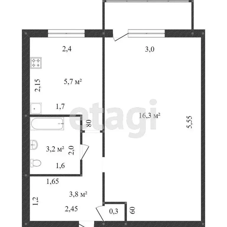 1-комнатная квартира: Ялуторовск, Поселковая улица, 2 (30 м) - Фото 0