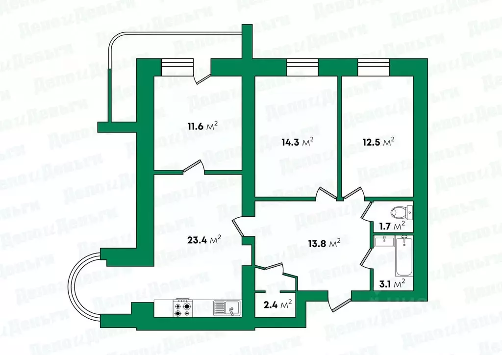 3-к кв. Кировская область, Киров ул. Андрея Упита, 7 (82.8 м) - Фото 2