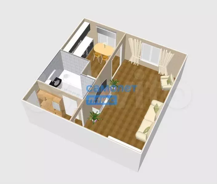1-к. квартира, 30,4 м, 3/5 эт. - Фото 1