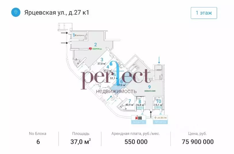 Торговая площадь в Москва Ярцевская ул., 27к1 (37 м) - Фото 2
