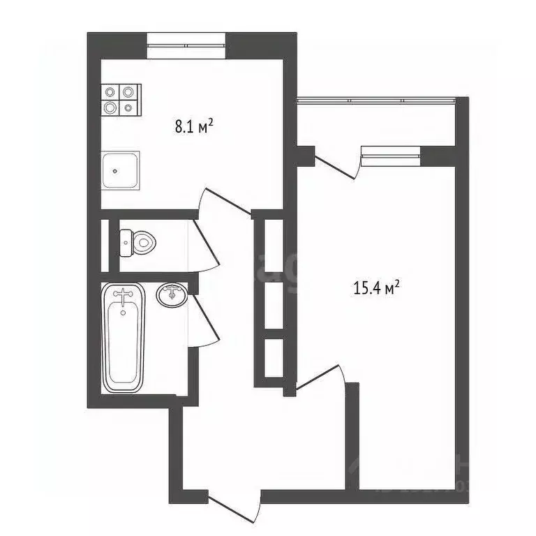 1-к кв. Ямало-Ненецкий АО, Новый Уренгой Восточный мкр, 1/6 (34.5 м) - Фото 2