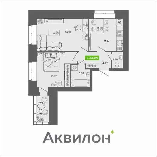 2-к кв. Архангельская область, Архангельск ул. Урицкого (44.89 м) - Фото 0