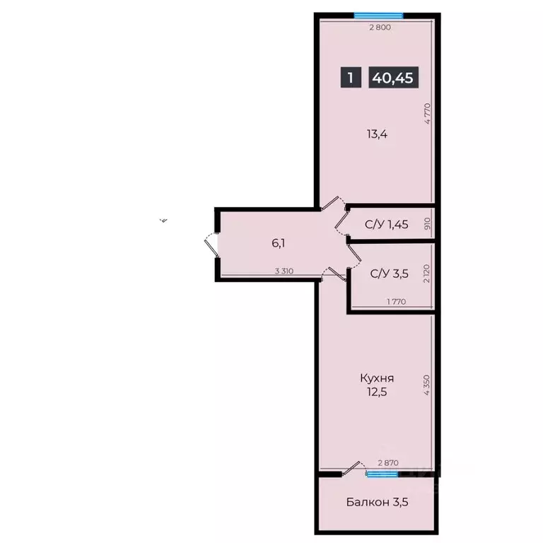 1-к кв. Ставропольский край, Ставрополь ул. Южный обход, 53В (40.85 м) - Фото 1