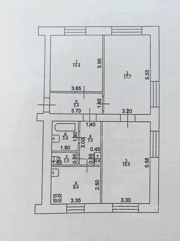 3-к кв. Татарстан, Казань ул. Академика Губкина, 17 (73.5 м) - Фото 2