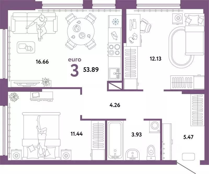 3-к кв. Свердловская область, Екатеринбург ул. Шефская, 22А (53.89 м) - Фото 1
