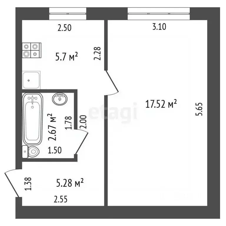 1-к кв. Ульяновская область, Ульяновск городской округ, пос. ... - Фото 2