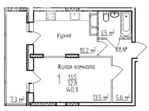 1-комнатная квартира: Владимир, Добросельская улица, 184А (40.1 м) - Фото 0