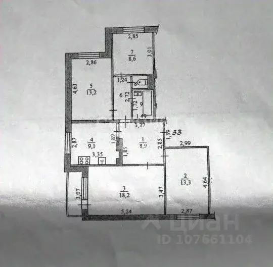 4-к кв. Липецкая область, Липецк ул. Валентины Терешковой, 37/1 (78.3 ... - Фото 2