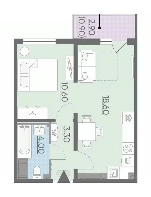 1-к кв. Санкт-Петербург наб. Реки Каменки, 19к1 (37.2 м) - Фото 2