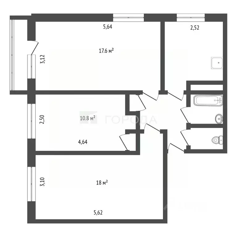 3-к кв. Кемеровская область, Новокузнецк просп. Дружбы, 46 (62.3 м) - Фото 2