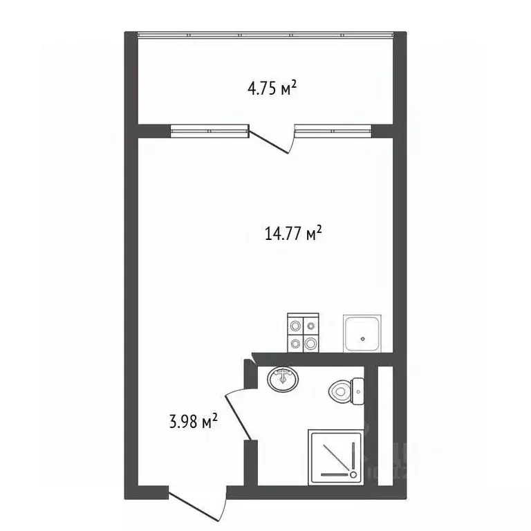 Студия Воронежская область, Воронеж наб. Чуева, 7 (27.05 м) - Фото 1