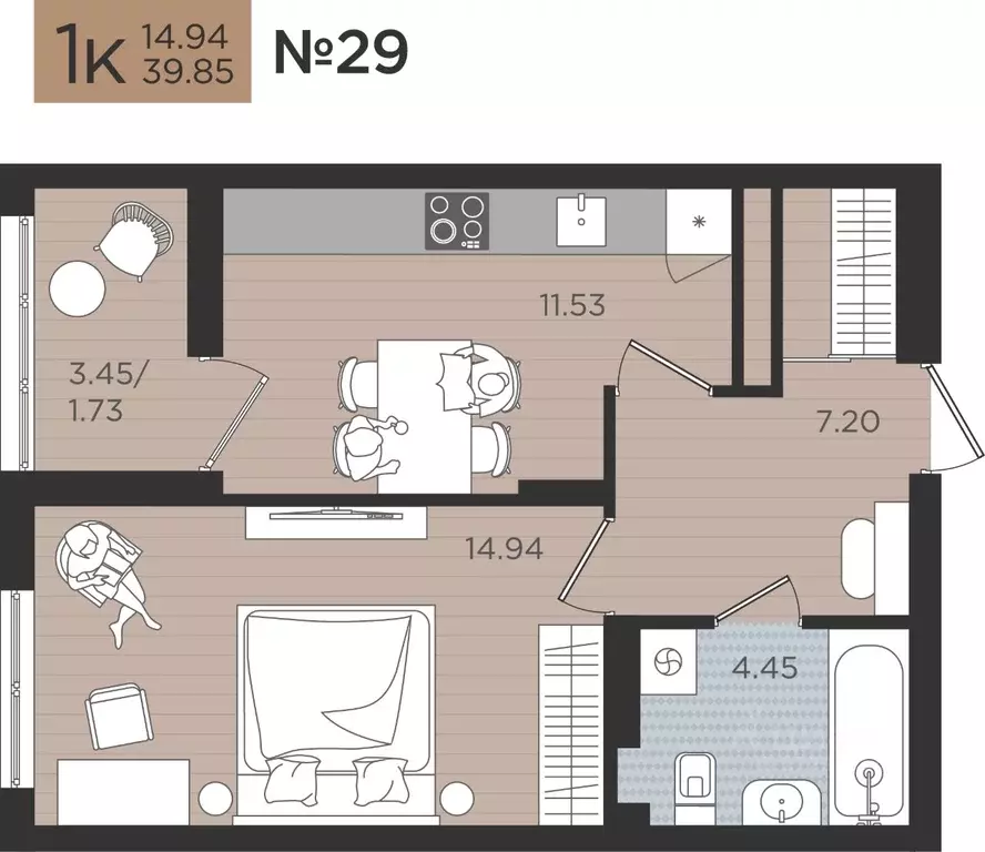 1-к кв. Калининградская область, Калининград Мой Город жилой комплекс ... - Фото 1